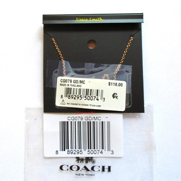 NWT Coach Pave Bow Pendant Necklace - Picture 3 of 5